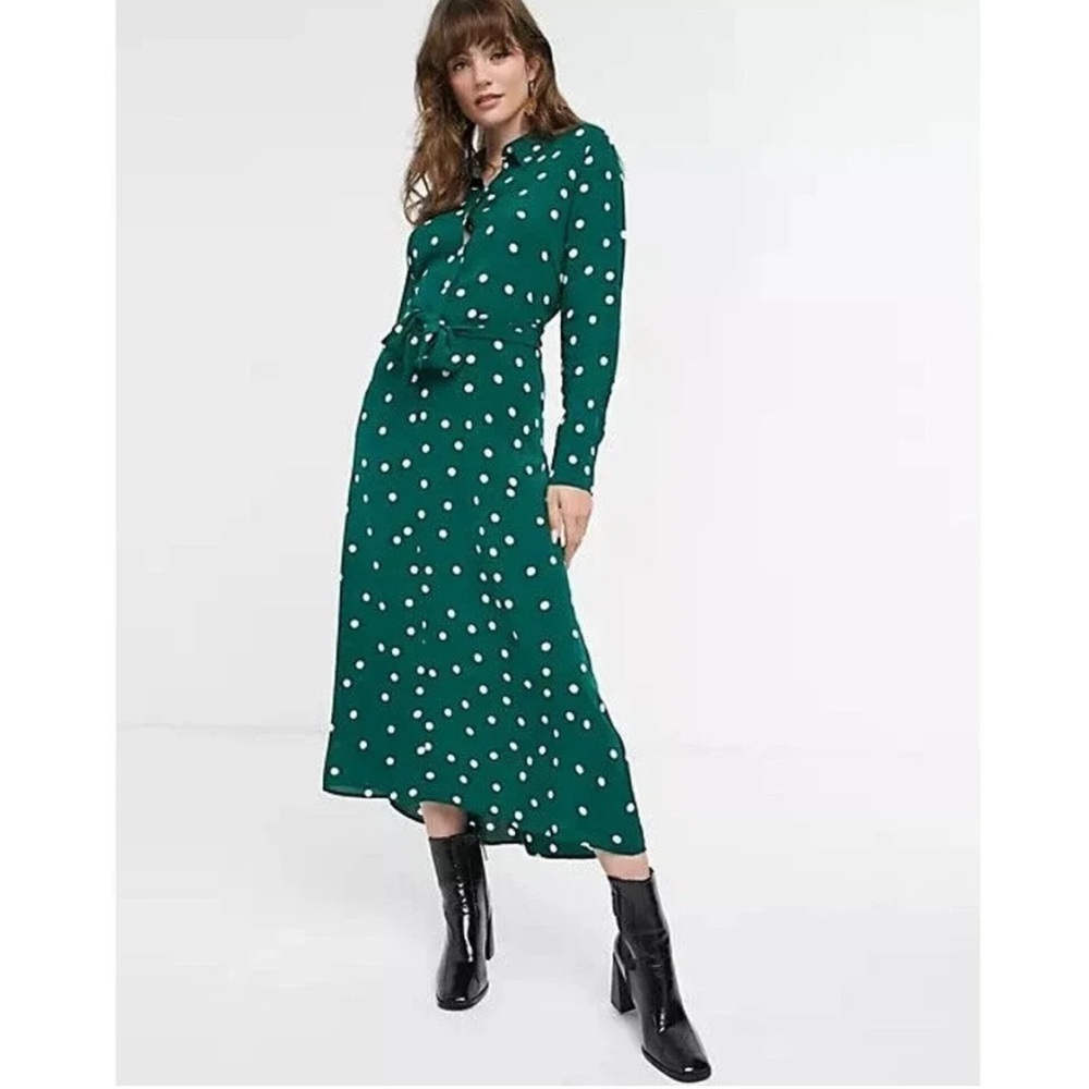 & Other Stories polka dot silky wrap dress